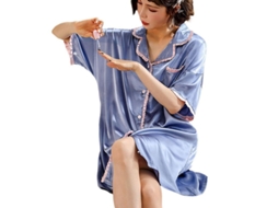 Robe de Nuit Fasst para Mulher Verão em Seda com Mangas de 7 Pontos e Tamanho Oversized
