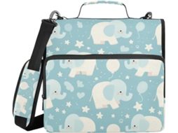 Pasta Elefante Azul Com Zíper E Alça De Ombro, Vários Bolsos De 3, 8cm, Porta Selos 3-carimbos, Pasta Organizadora