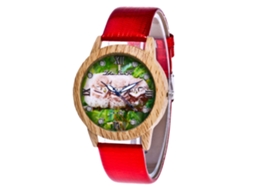Relógio Zhoulianfa Fashion Retro com Pulseira de Couro e Movimento de Quartzo (Vermelho)