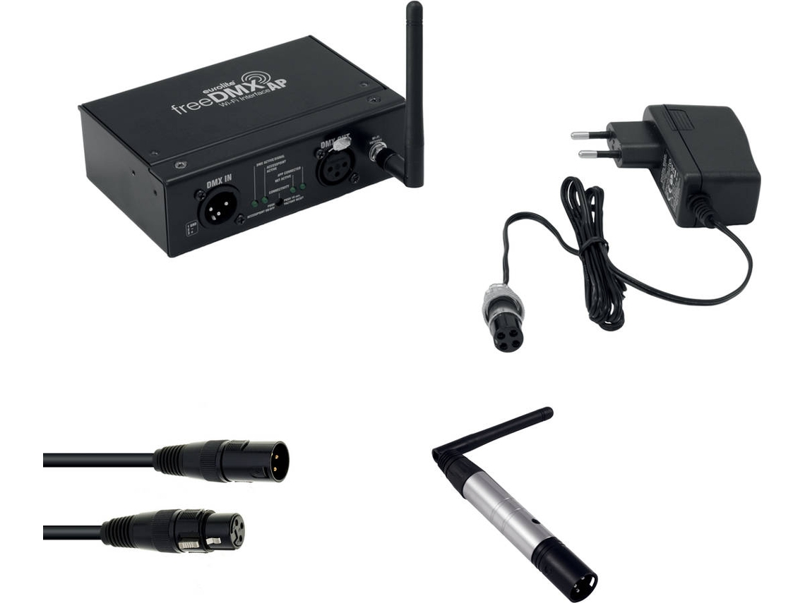 Acessório de Iluminação EUROLITE Freedmx Ap Wi Fi Interface + Quickdmx Funksender + Dmx Cabel