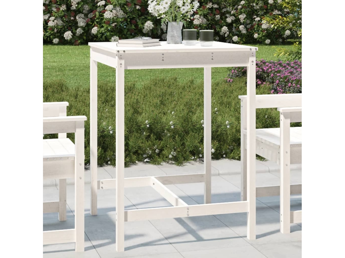 Vidaxl Mesa De Jardim 82,5x82,5x110 Cm Madeira De Pinho Maciça Branco