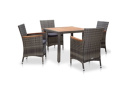 Garden Dining Set, Garden Dining Sets Vidaxl Cinzeto Rattan / Vime (mesa Com 90 Cm De Comprimento)