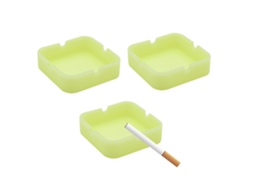 3Pcs Cinzeiro Fluorescente-Quadrado Amarelo Luminoso