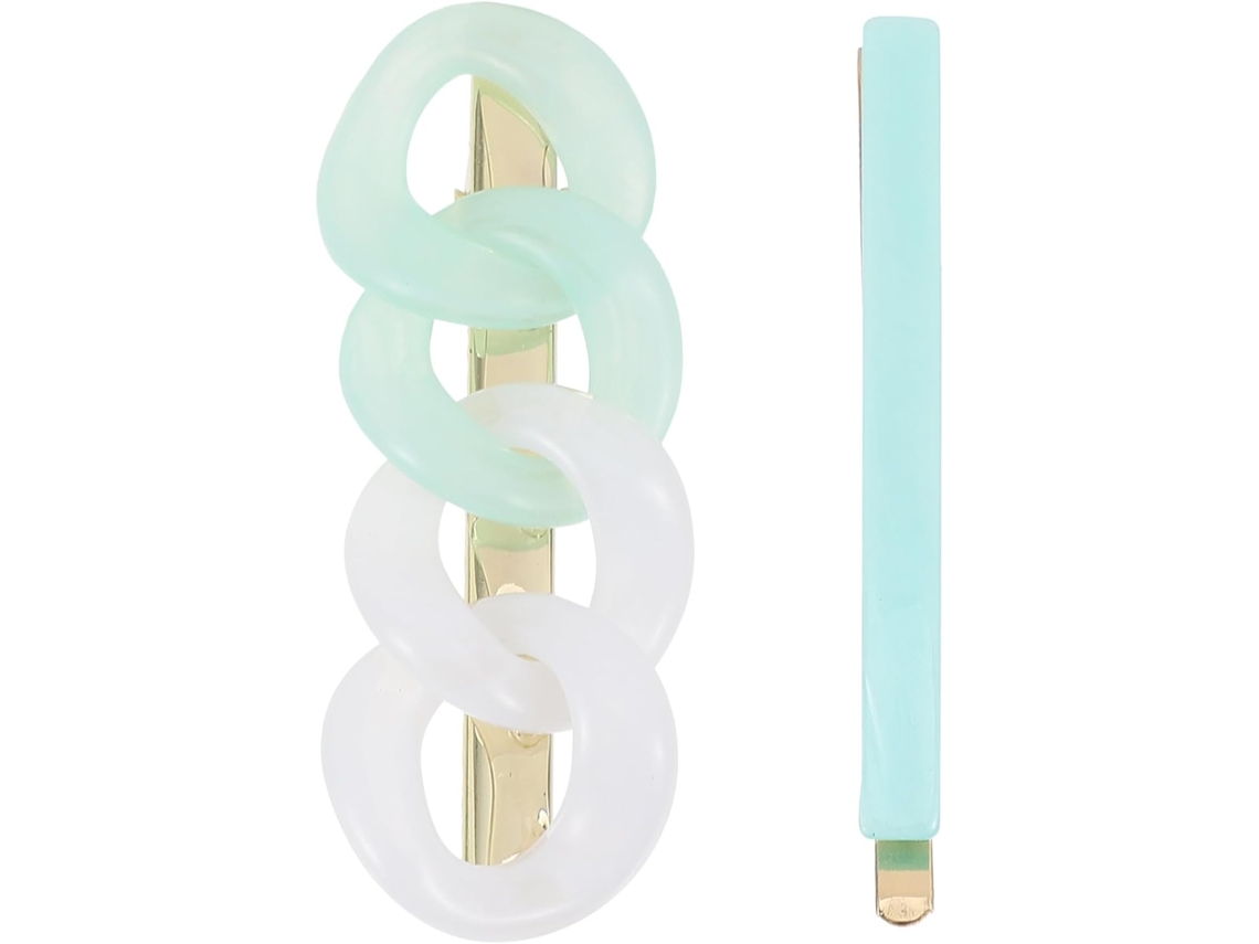 Conjunto de 2 presilhas de cabelo Vazadas em tons de verde ombré.