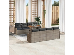 Vidaxl Conjunto De Sofá De Jardim 9 Unid. Cinzeto Rattan Sintético