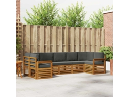 Vidaxl Conjunto De Sofá Sectional 7 Pcs Natural E Antracite