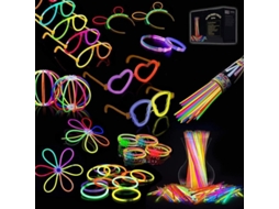 100 Palitos Luminosos De 20 Cm, Brazaletes Fluorescentes Com 120 Acessórios Para Pulseiras, Colares E Mais