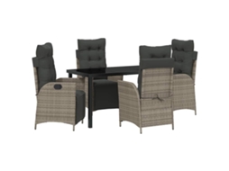 Maison Exclusive - Conjunto De Jantar Para Jardim 5 Pcs Cinzeto Vime Pe