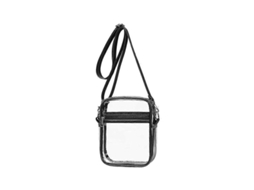 Bolsa Transparente Aprovada Para Estádios - Pvc Resistente E À Prova D'água, Alças Ajustáveis, 2 Bolsos, 20,3x15x5,1cm, Cor Preta Preto