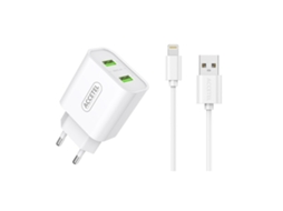 Ac323 Carregador De Parede 2.4a Com Portas Usb Duplas - Cabo Lightning