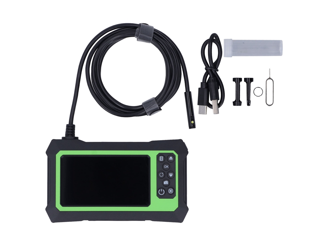 Endoscópio Industrial Lentes Duas 1080p Borescope Ip67 Abs Tela 4.3 Polegadas 7m Verde