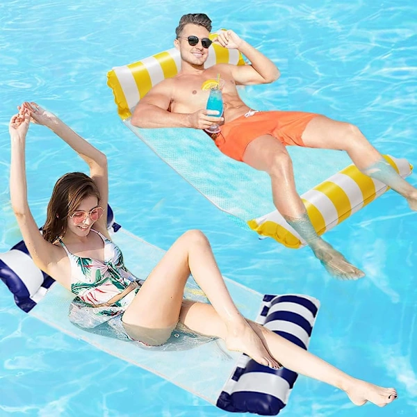 ca Rede Inflável Para Piscina, Pacote Com 2 Unidades, Cama Flutuante Portátil Dobrável Para Água, Azul Escuro jun