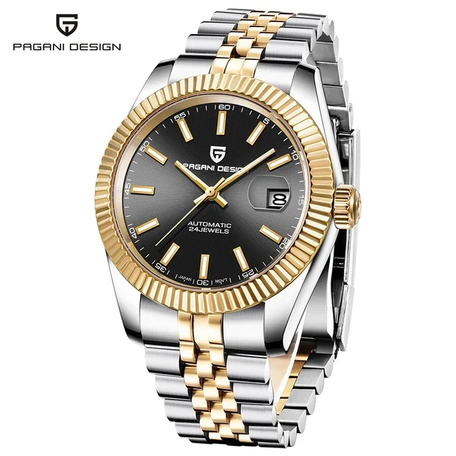 Relógio Mecânico De Negócios (dourado E Preto), 42 Mm Em Aço Inoxidável
