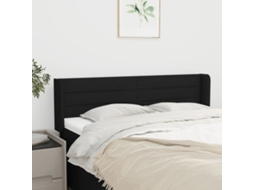 Vidaxl Cabeceira De Cama C/ Abas Tecido 147x16x78/88 Cm Preto