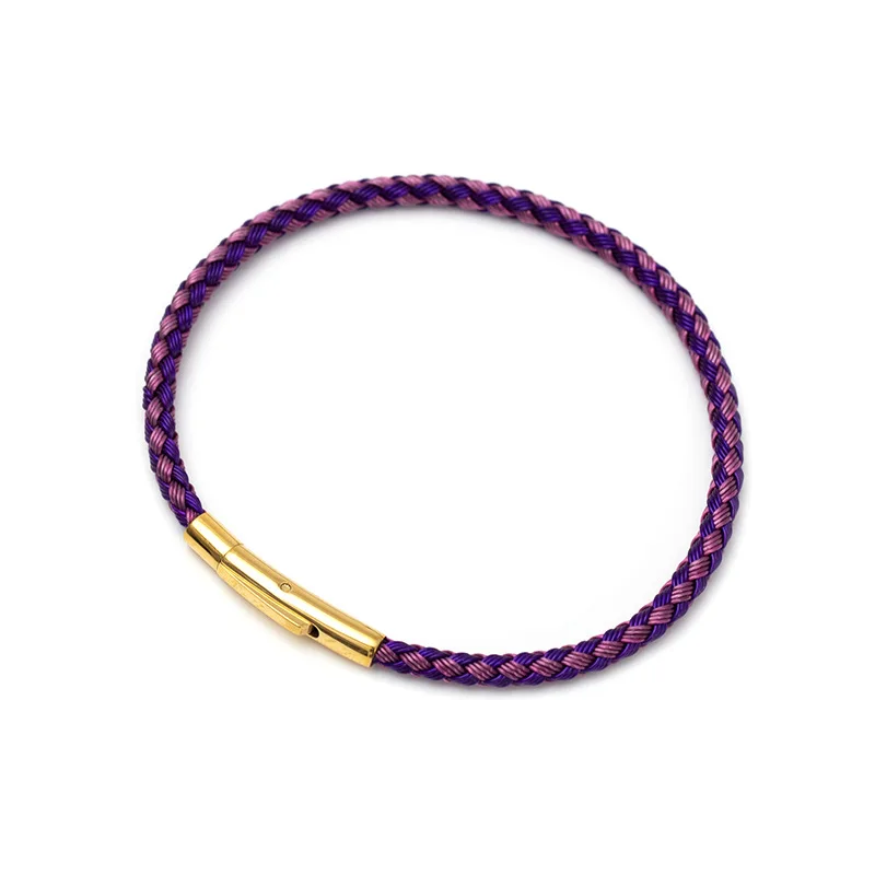 Pulseira de Luxo Multicolorida com Fio de Aço Inoxidável e Cordão À Prova D'água. MDUG (roxa, 20 Cm)