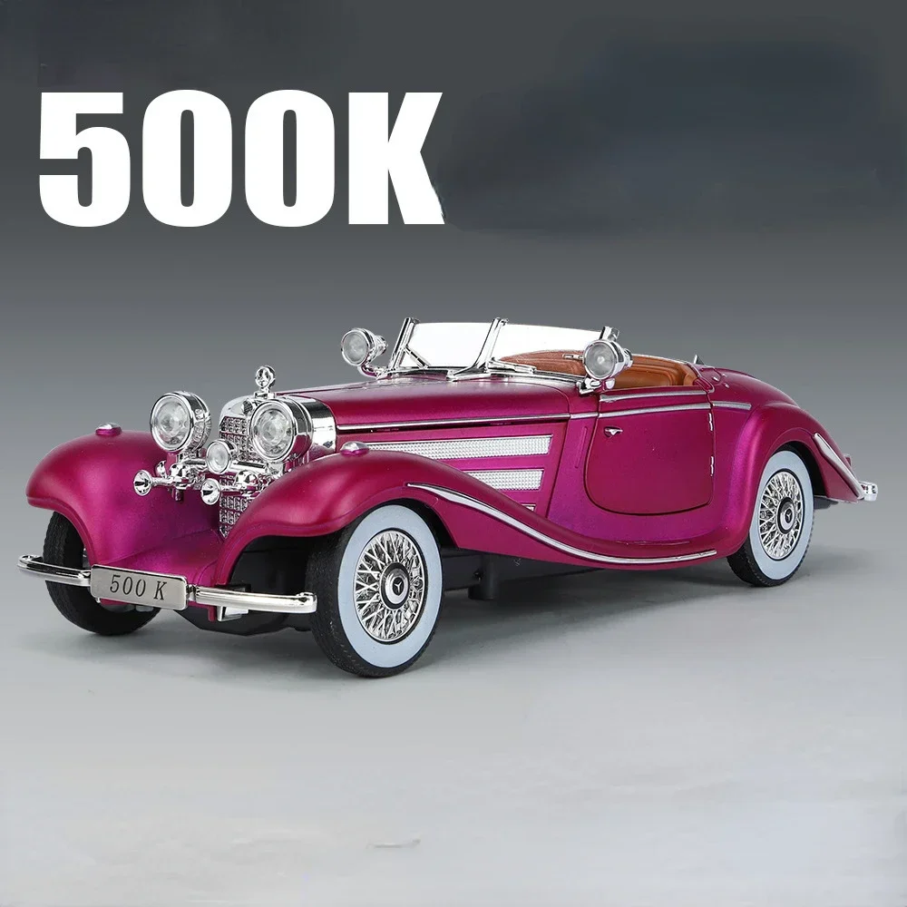 (500k Roxo) Escala 1:24 - Miniatura De Carro - Carroceria Em Metal Fundido - Portas Que Abrem - Som E Luzes