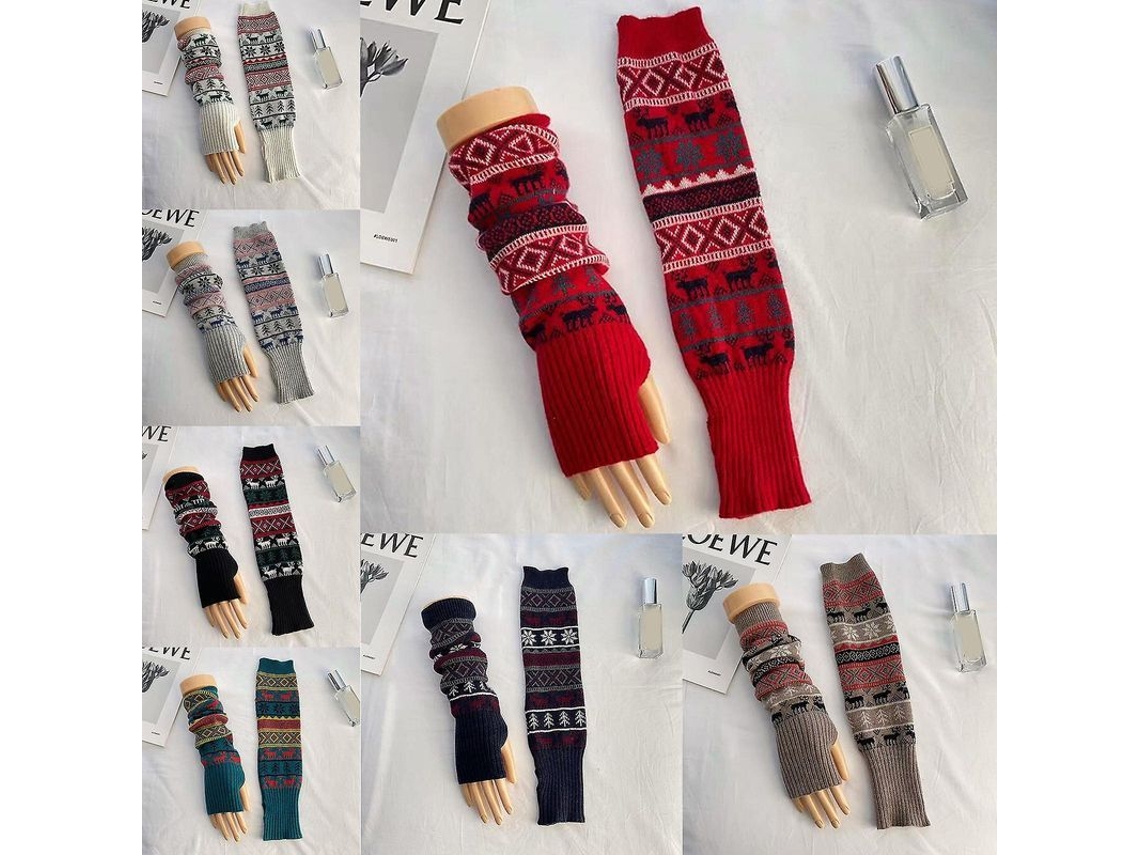 2026 guantes de Meia Manga Tecidos com Desenhos de Flocos de Neve para Adolescentes Inverno Táteis