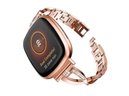 Lurelia Pulseira, Compatível Com Fitbit Versa 4/ Sense 2 Universal Metal Diamond Watch Band Rose Gold