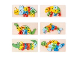Mali 6pcs Quebra cabeça 3d de Madeira de Correspondência Animal Brinquedo Educativo para Crianças 2 5 Anos