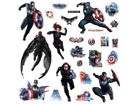Adesivos Reposicionáveis Do Capitão América Soldado Invernal Para Crianças The Deco Factory Pacote De 25