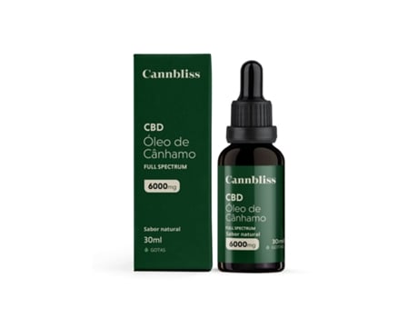 Óleo de Cânhamo 20% 6000 Mg CANNBLISS Full Spectrum com Mct 30 Ml Sabor Natural