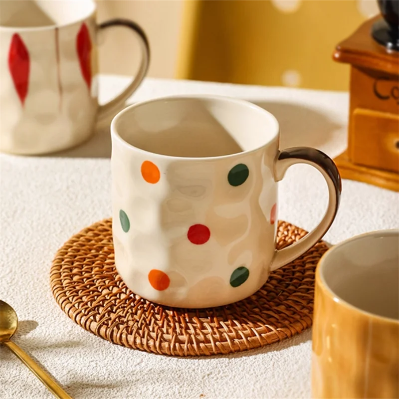 Caneca De Cerâmica Retrô Ins (colorida, 301-400ml), Pintura Sob O Esmalte, Ideal Para Uso Diário.