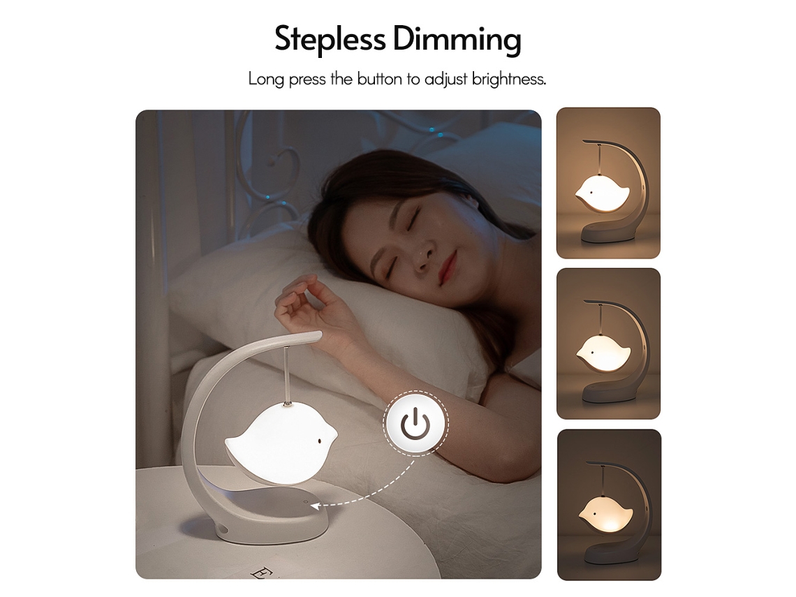 Ats lâmpada de Noite Led para Crianças com Bluetooth, Mudança de Cor Rgb, Dimmer Contínuo e Batseria Recarregável para Crianças, Bebês e Dormitórios