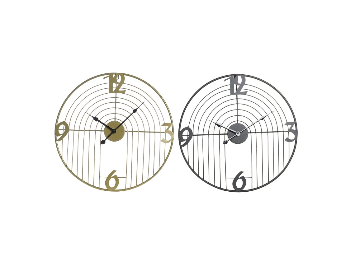 Relógio de Parede DKD HOME DECOR Preto Dourado Metal Moderno 45 X 3 X 45 Cm 2 Unidades