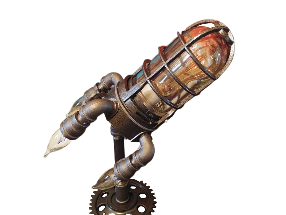 Rebe-lâmpada De Noite Foguetão Steampunk Com Luz De Fogo Para Decoração De Casa E Presente
