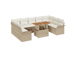 Conjunto 10 Conjunto De Jantar Para Jardim Vidaxl Bege Vime Pe (100 X 55 X 73 Cm)