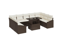 Maison Exclusive - Conjunto De Sofá De Jardim Com Almofada 10 Pcs Marrom E Creme