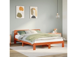 Cama Sem Colchão 135x190 Cm Madeira Pinho Maciça Castanho-mel
