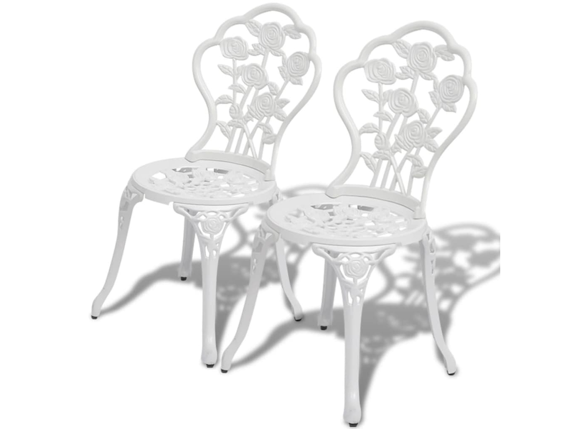 Vidaxl Cadeiras De Bistrô 2 Pcs Alumínio Fundido Branco
