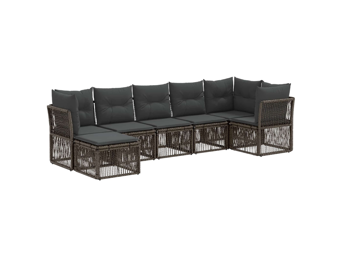 Vidaxl Conjunto De Sofá De Jardim 7 Pcs Cinzento Vime Pe