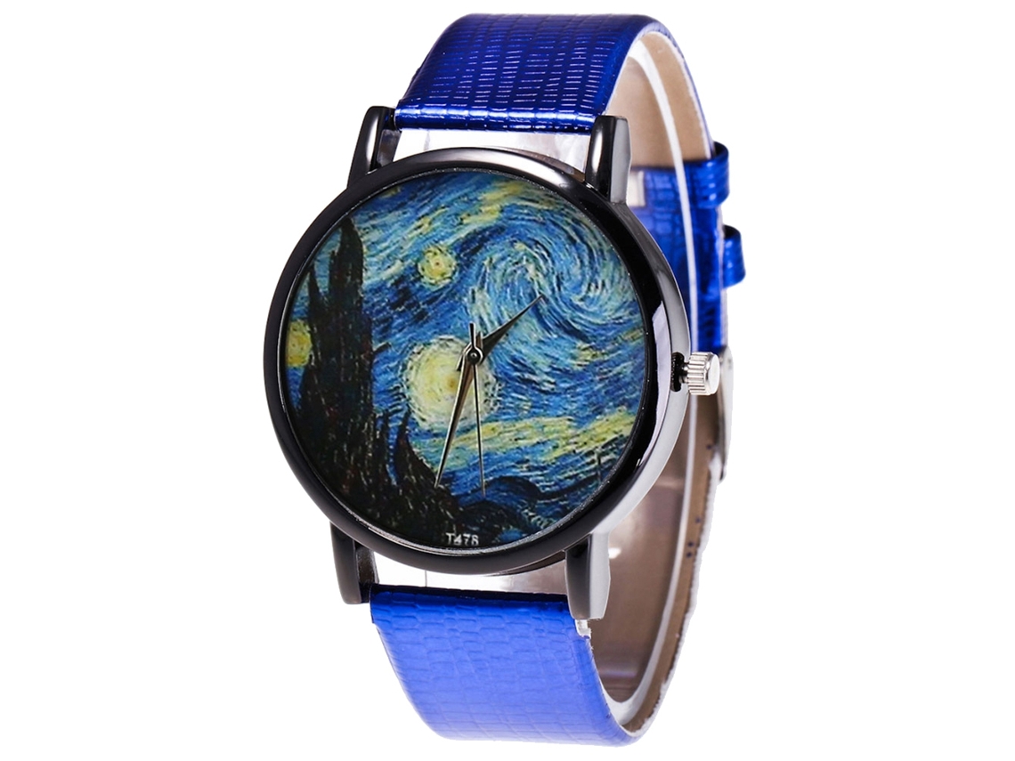 Reloj De Pulsera Unisex De Cuarzo Con Correa De Cuero Pu Zhoulianfa (azul)