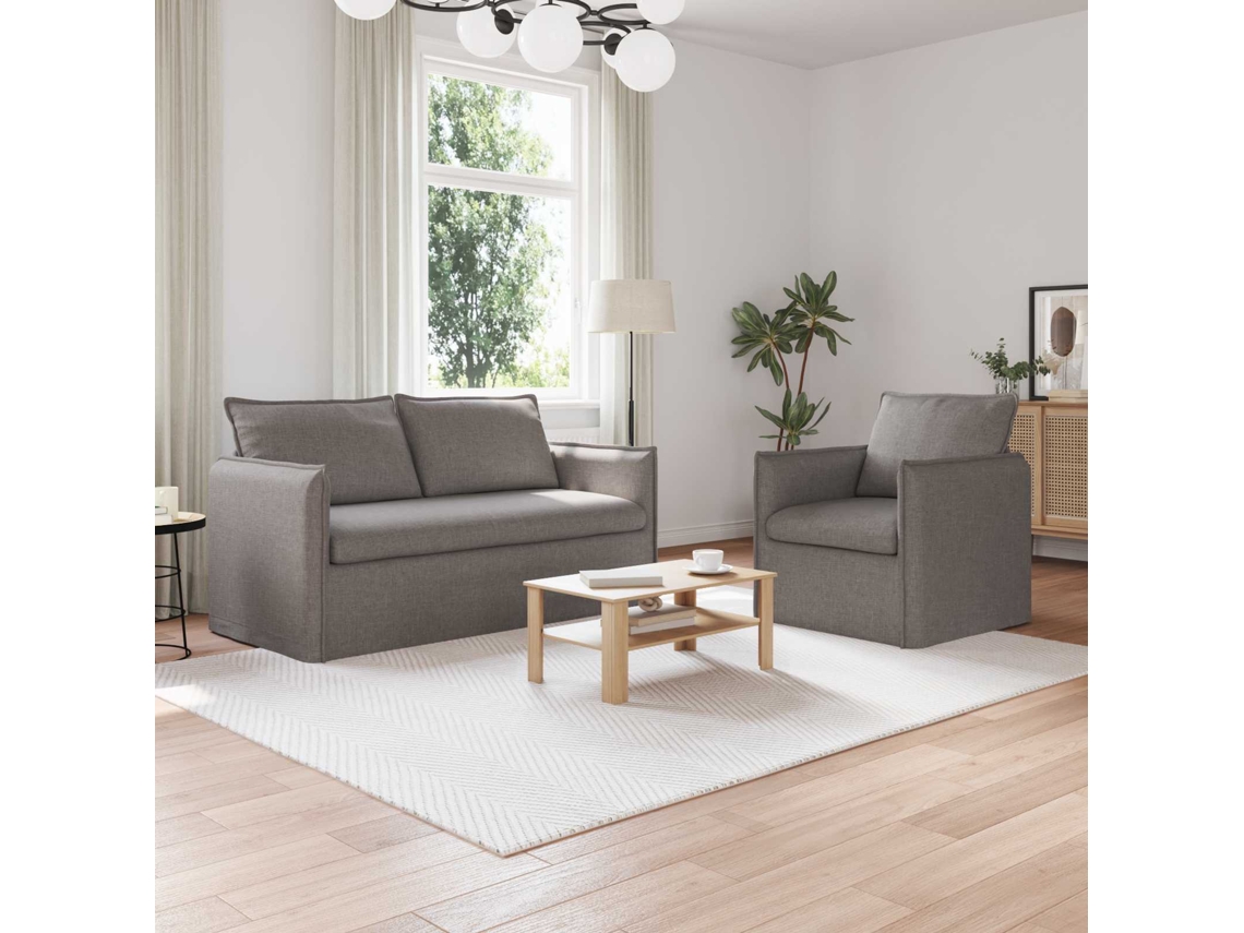 Vidaxl Conjunto De Sofás 2 Pcs Cinzento-acastanhado 156 X 82 X 85 Cm