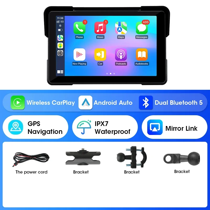 (tela De 7 Polegadas) Navegação Para Motocicletas Com Tela De 7 Polegadas, Carplay E Bluetooth Duplo