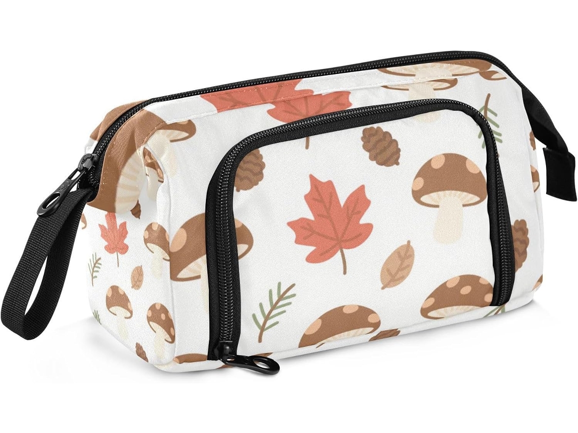 Estojo Grande, Leve e de Alta Capacidade com um Adorável Desenho Cogumelo Marrom, Ideal para Estudantes. 24 X