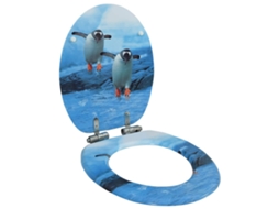 Vidaxl Assento De Sanita Com Tampa De Fecho Suave Mdf Design Pinguim