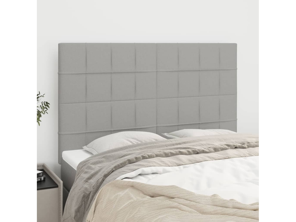 Vidaxl Cabeceira Cinza Claro 144x5x118/128 Cm Tecido