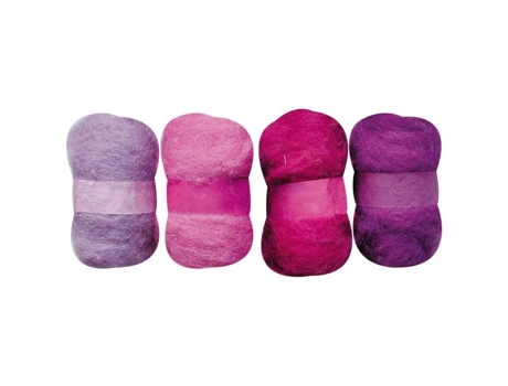 Lã cardada - Tons roxos - 4 folhas de 20 g - LUnivers de Piwi