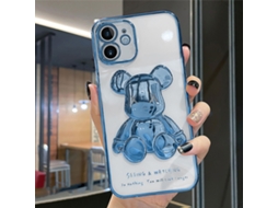 Capa de Telefone EOOCOO com estampa de urso azul e eletroplatado
