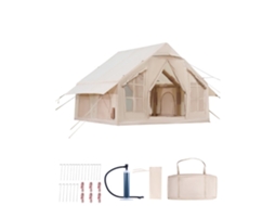 Tenda De Campismo Insuflável 3x3m Para 6 Pessoas Com Estrutura Em Pvc, Janelas Em Rede E Resistência Ao Vento Tekmaquinas