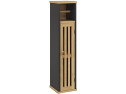 Armário Casa De Banho Preto/madeira Bambu Mdf Prateleira Aberta Ajustável - Dimensões: Cm 18x18x75