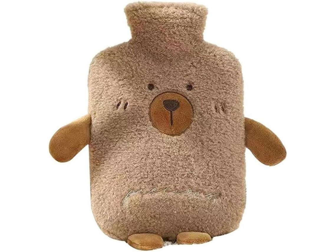 Botella De Água Quente Linjou Com Capa De Pelúcia Macia, Presente Ideal Para Família Ou Amigos Marrom