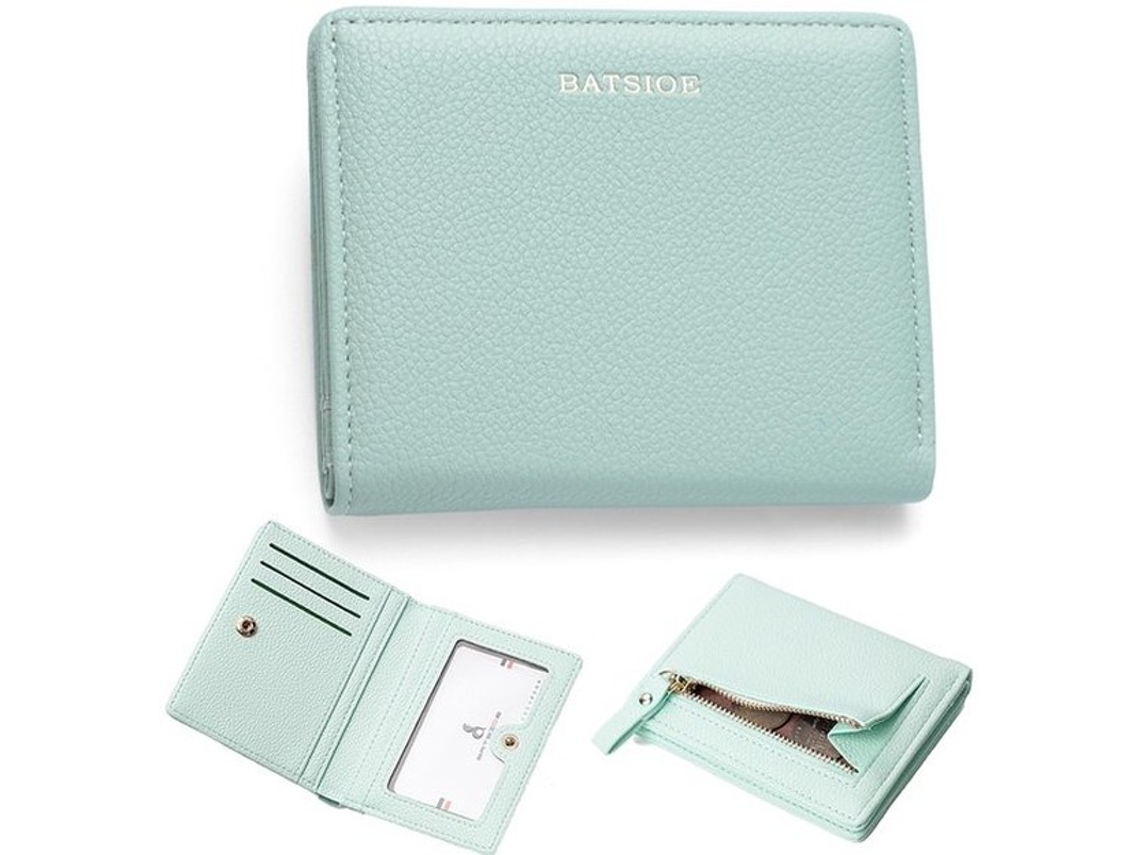 Portefólio Feminino Pequeno - Couro Pu Suave - Muitos Bolsos - Carteira De Crédito - Janela Do Id - Fechamento De Moedas Com Cadeado - Portefólio Femi