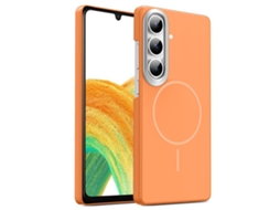 Capa Para Samsung Galaxy A34 5g Fina Circular Magsafe À Prova De Choque Dourada Em Policarbonato Laranja