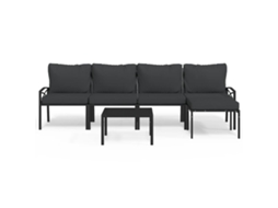 6 Pcs Conjunto Lounge de Jardim Aço C/ Almofadões Cinzentos MAISON EXCLUSIVE