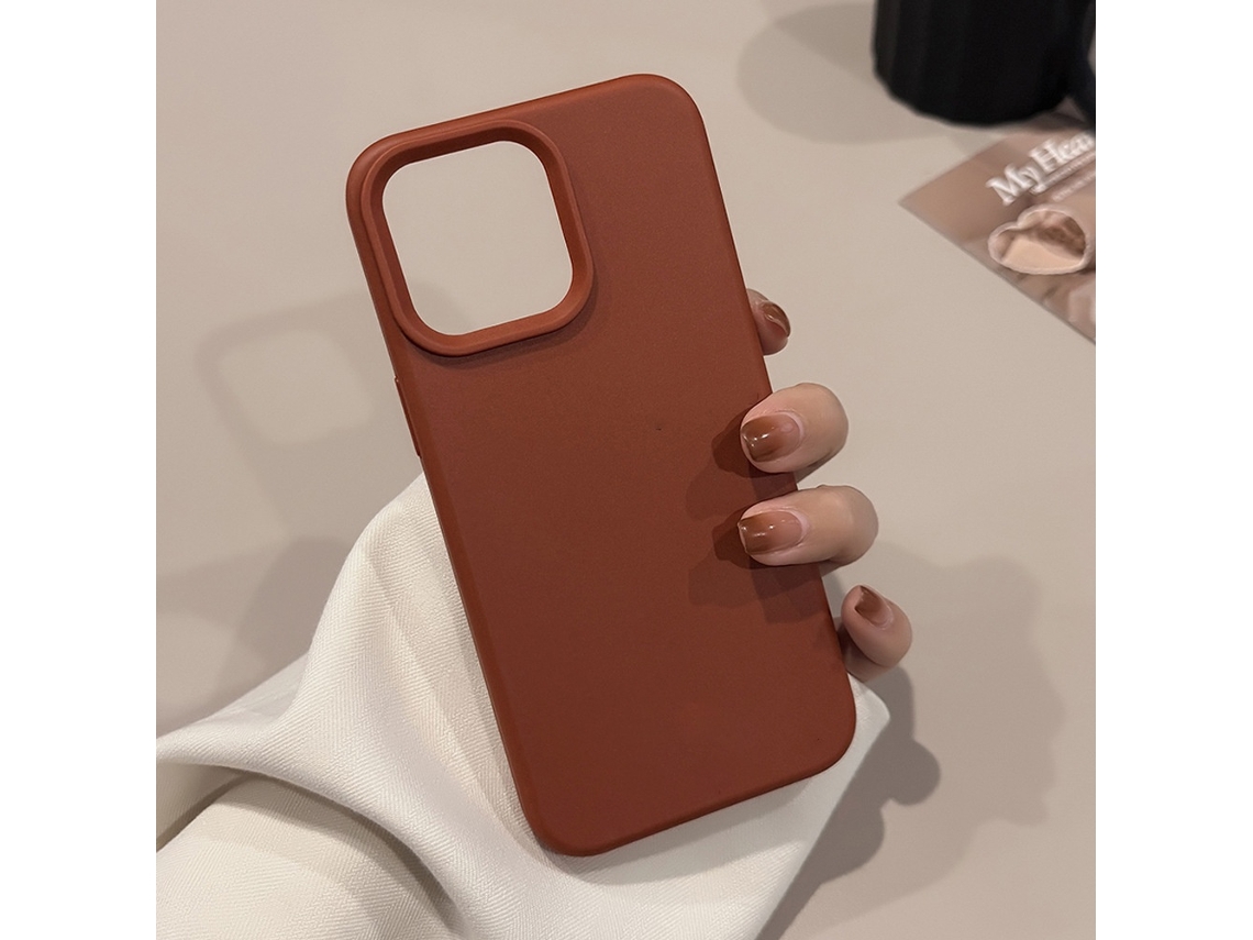 Capa Para Iphone 17 Em Cor Vermelho Caramelo Sólido, Simples, De Silicone, Resistente A Quedas.