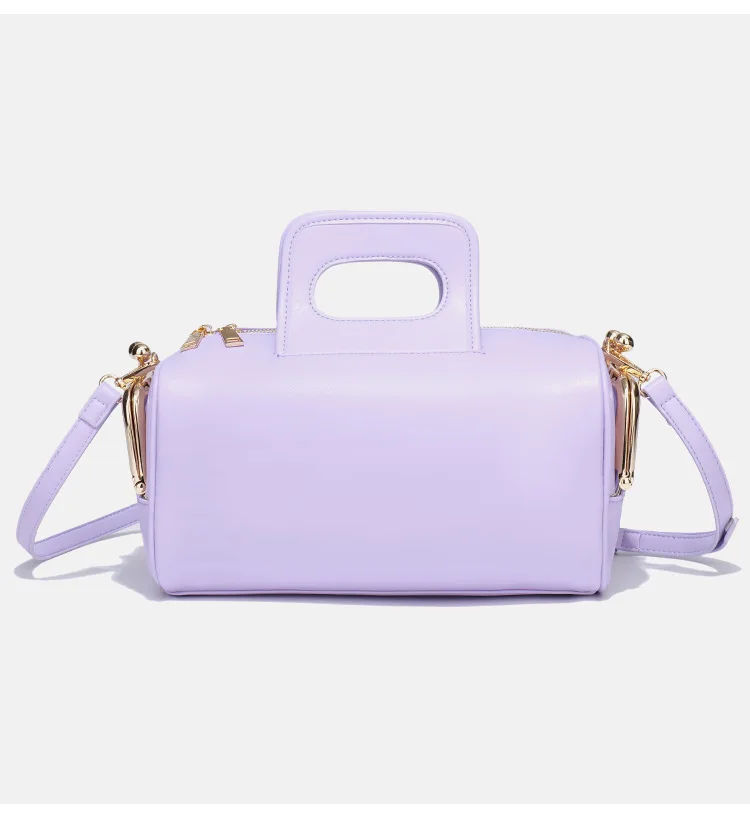 Bolsa Feminina De Luxo Com Fivela, Modelo Caixa, Em Couro Pu De Alta Qualidade (lavanda).